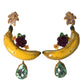 Gold Brass Crystal Banana Clip-on Jewelry Dangling Earrings