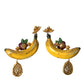 Gold Brass Crystal Banana Clip-on Jewelry Dangling Earrings