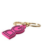 Pink Rubber Gold Tone Metal DG Logo Keyring Keychain