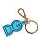 Blue Rubber Gold Tone Metal DG Logo Keyring Keychain