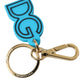 Blue Rubber Gold Tone Metal DG Logo Keyring Keychain