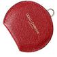 Red Calfskin Leather Round Logo Hand Mirror Holder