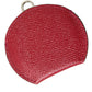 Red Calfskin Leather Round Logo Hand Mirror Holder