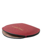 Red Calfskin Leather Round Logo Hand Mirror Holder