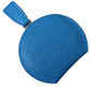 Blue Calfskin Leather Round Logo Hand Mirror Holder