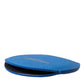 Blue Calfskin Leather Round Logo Hand Mirror Holder