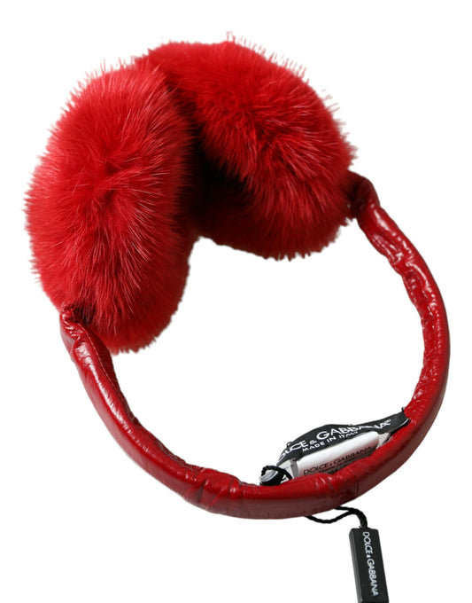 Red Mink Fur Winter Warmer Headband Ear Muffs