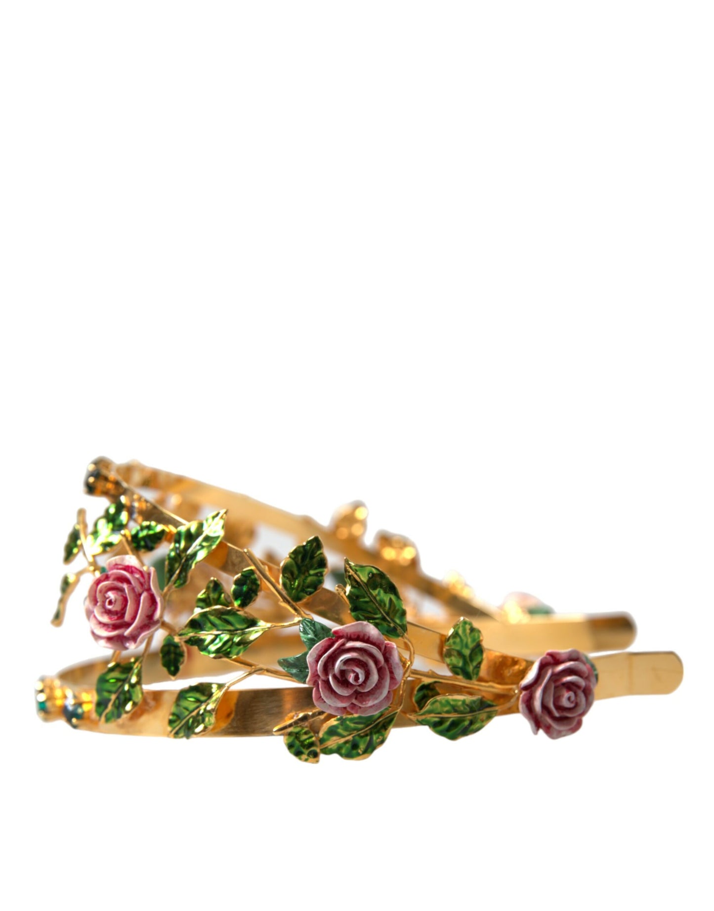 Gold Brass Roses Crystal Embellished Headband Diadem