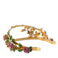 Gold Brass Roses Crystal Embellished Headband Diadem