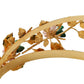 Gold Brass Roses Crystal Embellished Headband Diadem