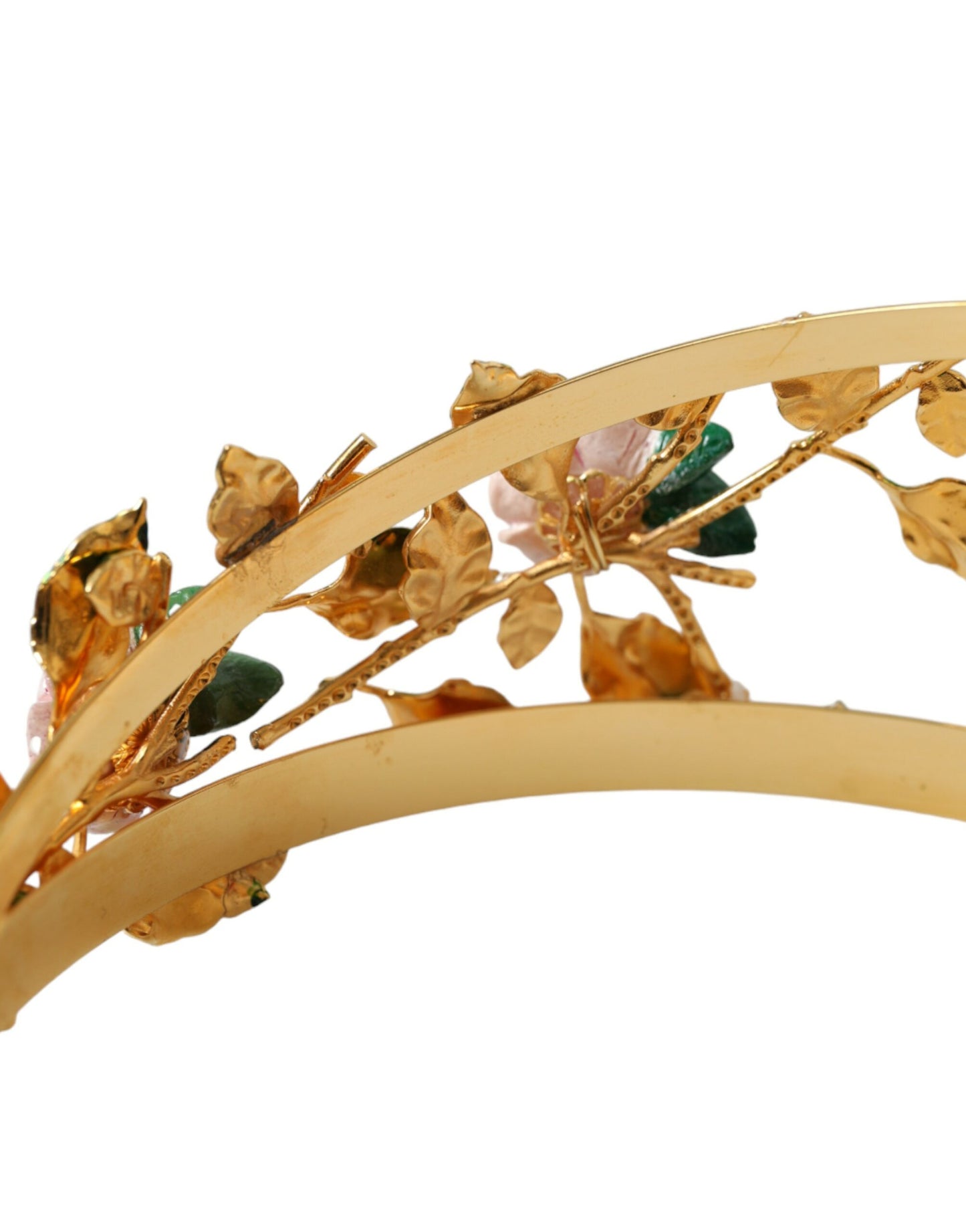 Gold Brass Roses Crystal Embellished Headband Diadem