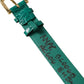 Green Textured Leather Gold Tone Metal Buckle Neckband