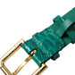 Green Textured Leather Gold Tone Metal Buckle Neckband