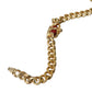 Gold Tone Brass Crown Charm Curb Chain Bracelet