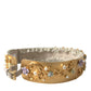 Gold Brass Faux Pearl Floral Embellished Belt