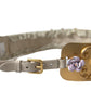 Gold Brass Faux Pearl Floral Embellished Belt