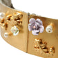 Gold Brass Faux Pearl Floral Embellished Belt