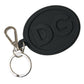 Black Rubber DG Logo Silver Brass Metal Keyring Keychain