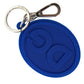 Blue Rubber DG Logo Silver Brass Metal Keyring Keychain