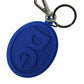 Blue Rubber DG Logo Silver Brass Metal Keyring Keychain