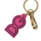 Pink Rubber Gold Tone Metal DG Logo Keyring Keychain