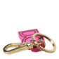 Pink Rubber Gold Tone Metal DG Logo Keyring Keychain