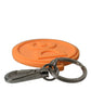 Orange Rubber DG Logo Silver Brass Metal Keyring Keychain