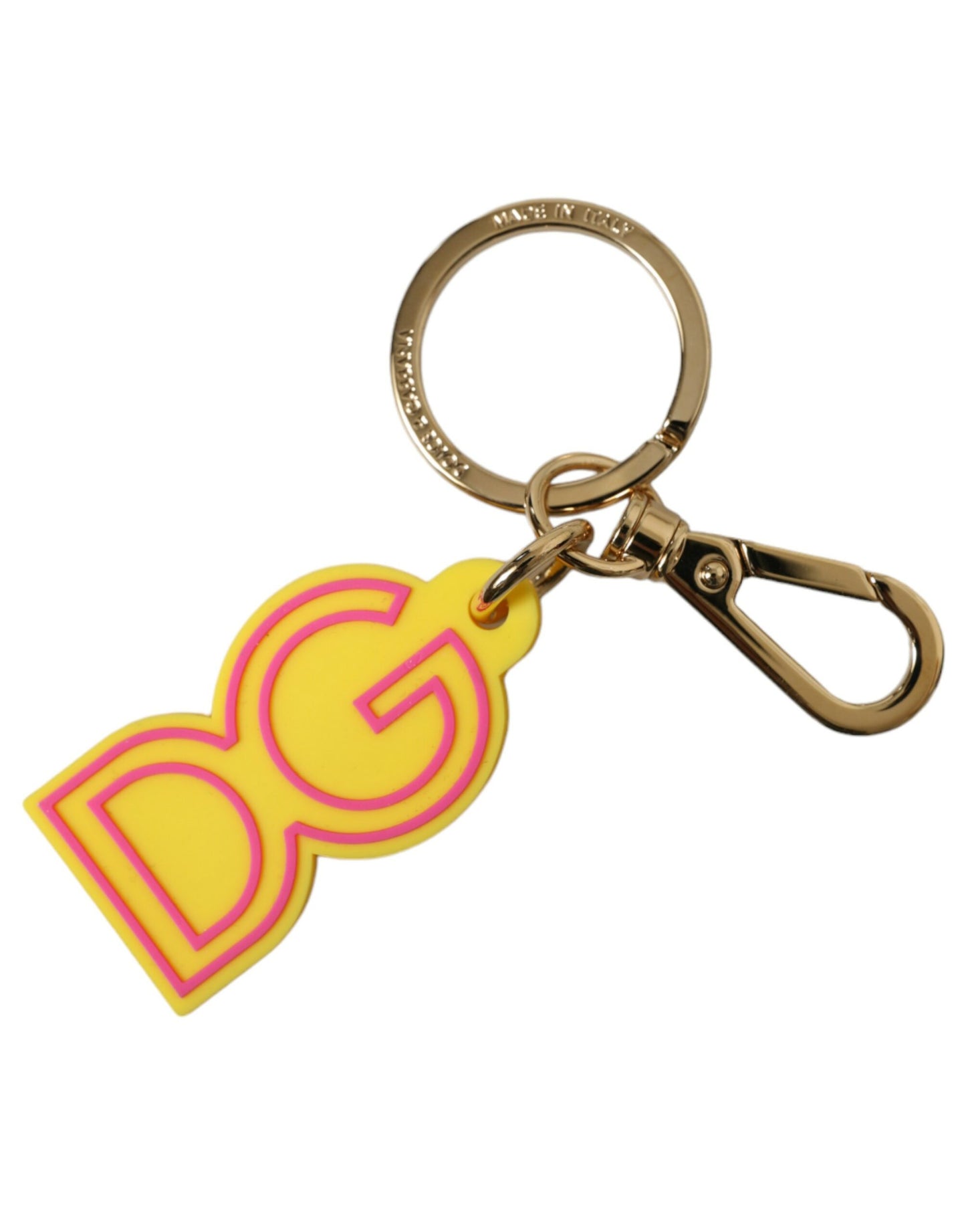 Yellow Rubber Gold Tone Metal DG Logo Keyring Keychain