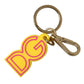 Yellow Rubber Gold Tone Metal DG Logo Keyring Keychain