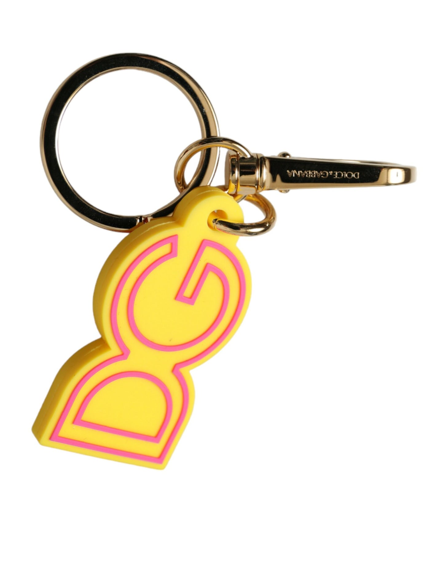 Yellow Rubber Gold Tone Metal DG Logo Keyring Keychain