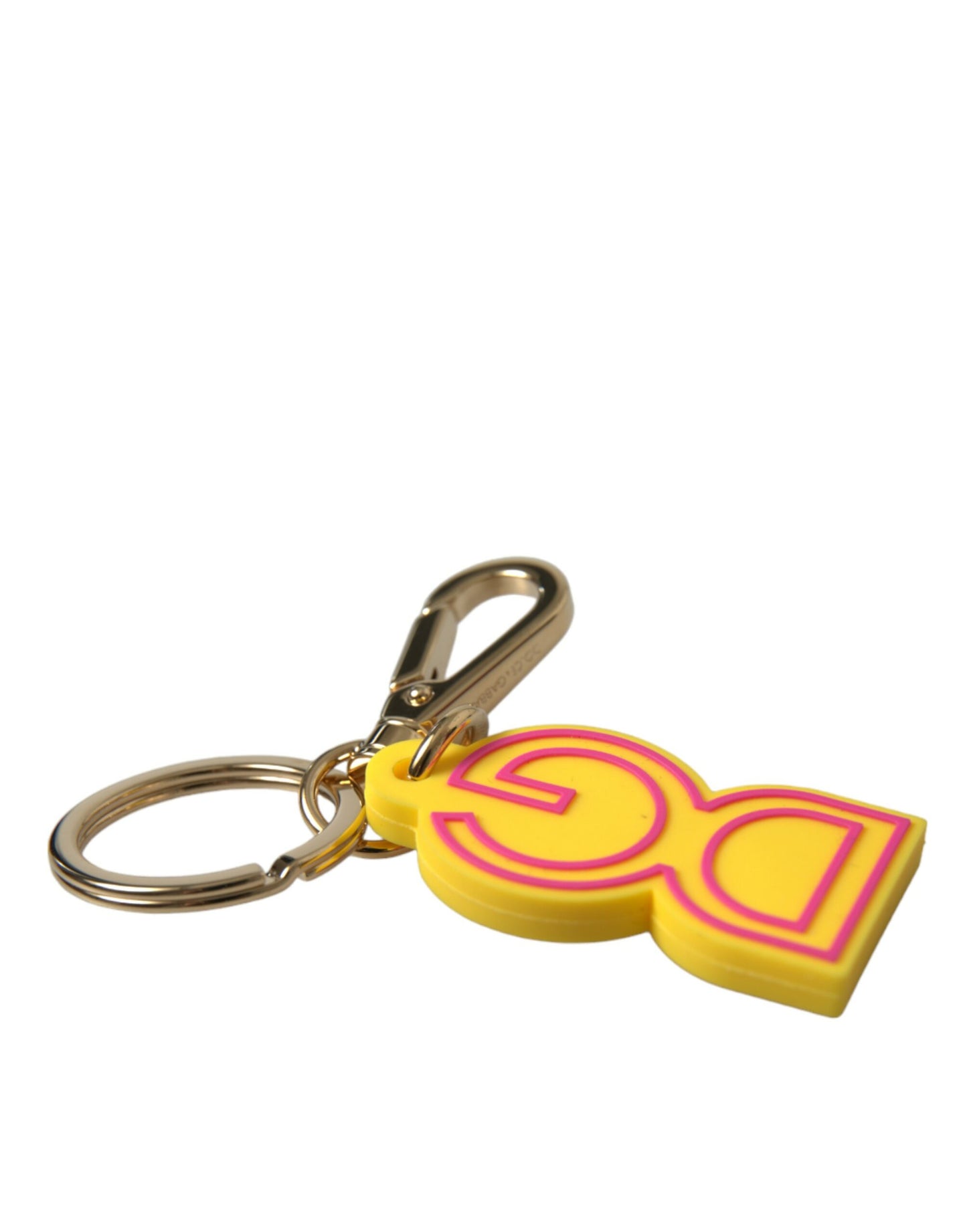 Yellow Rubber Gold Tone Metal DG Logo Keyring Keychain