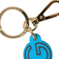 Blue Rubber Gold Tone Metal DG Logo Keyring Keychain