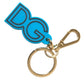 Blue Rubber Gold Tone Metal DG Logo Keyring Keychain