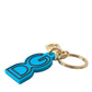 Blue Rubber Gold Tone Metal DG Logo Keyring Keychain