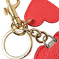 Red Heart Calf Leather Gold Tone Brass Keyring Keychain