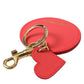 Red Heart Calf Leather Gold Tone Brass Keyring Keychain