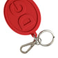 Red Rubber DG Logo Silver Brass Metal Keyring Keychain