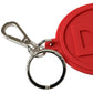 Red Rubber DG Logo Silver Brass Metal Keyring Keychain