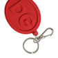 Red Rubber DG Logo Silver Brass Metal Keyring Keychain