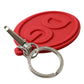 Red Rubber DG Logo Silver Brass Metal Keyring Keychain