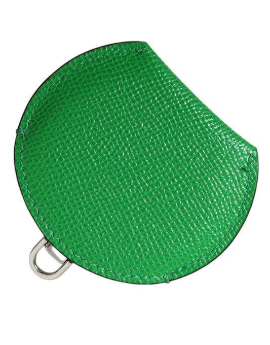 Green Calfskin Leather Round Logo Hand Mirror Holder