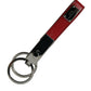 Red Leather Logo Plaque Silver Brass Keyring Keychain