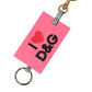 Pink Silicone DG Logo Gold Brass Keychain