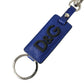 Blue Calf Leather DG Logo Silver Brass Keyring Keychain