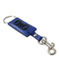 Blue Calf Leather DG Logo Silver Brass Keyring Keychain