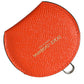 Orange Calfskin Leather Round Logo Hand Mirror Holder