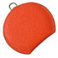 Orange Calfskin Leather Round Logo Hand Mirror Holder