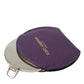 Purple Calfskin Leather Round Logo Hand Mirror Holder