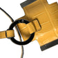 Yellow Crocodile Leather Logo Print Lanyard Keychain