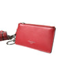 Red Leather Silver Metal Logo Strap Pouch Airpods Case